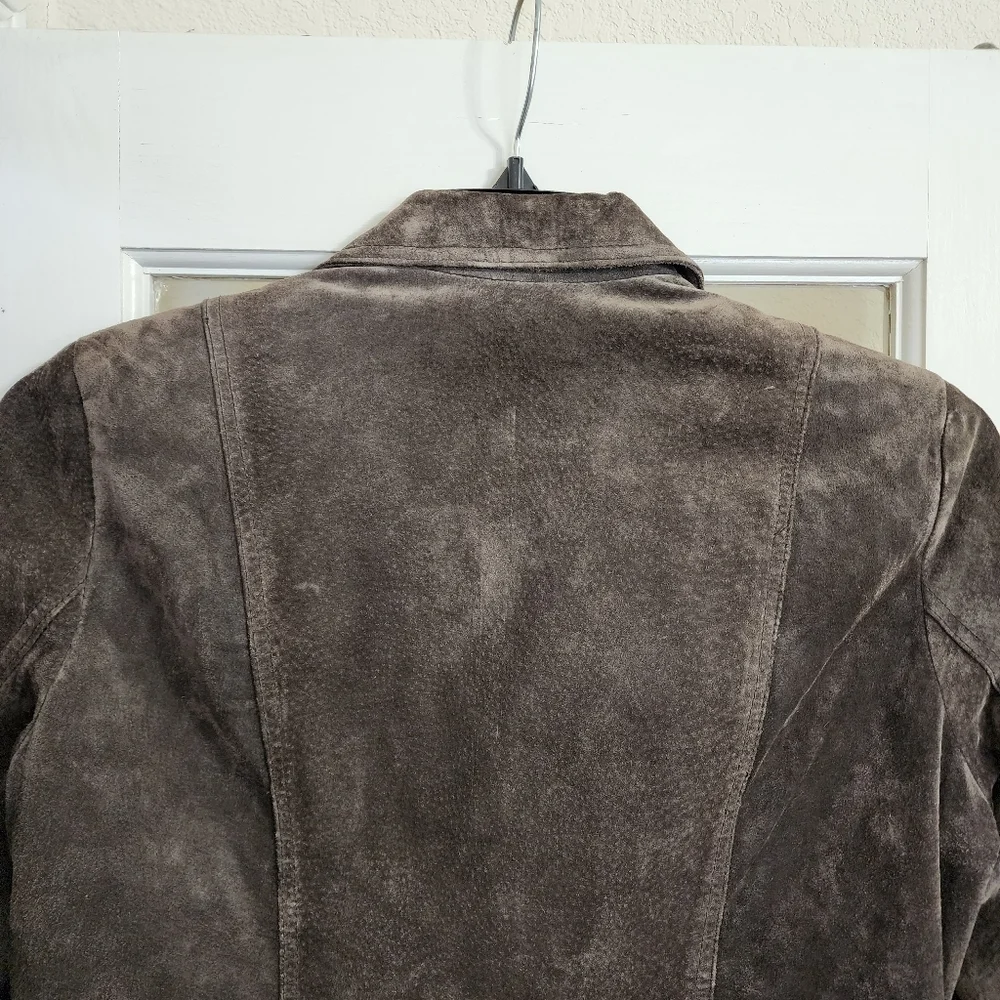 Liz Claiborne Women's Brown Suede Leather Blazer Jacket Petite Medium